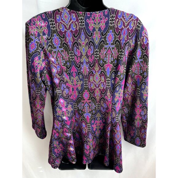 Vintage Judy Tops California Evening Jacket Blazer Purple 100% Cotton M Barbie - Picture 5 of 10